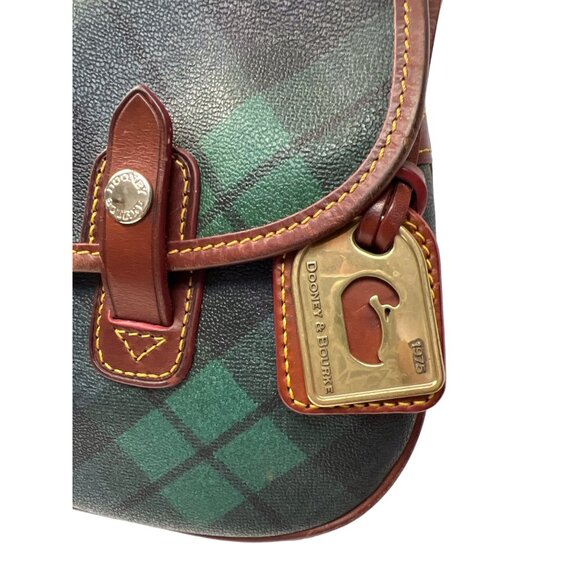 Dooney & Bourke Blue & Green Tartan Plaid Saddle Shoulder Bag - Picture 3 of 10